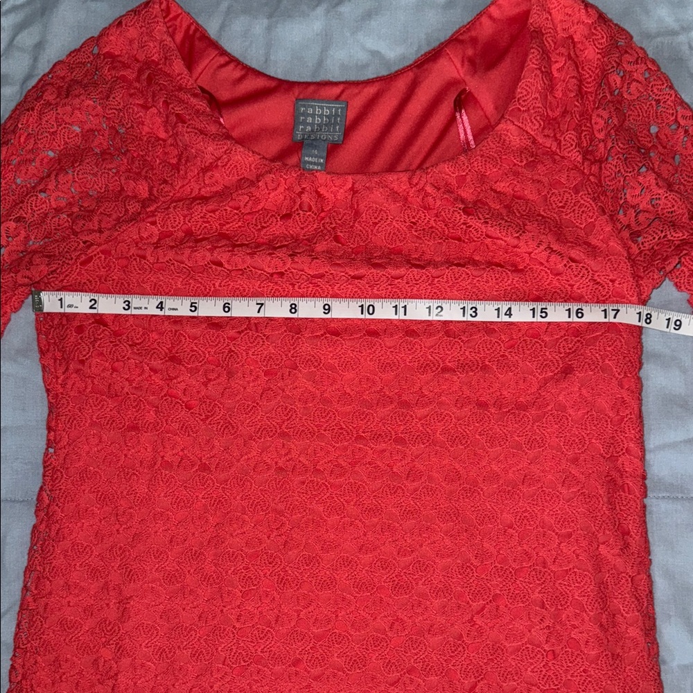 Rabbit Rabbit Rabbit Vibrant Coral Lace Dress - Picture 3 of 4